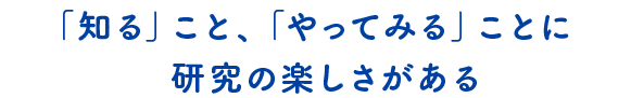 「やってみる」ことに研究の楽しさがある