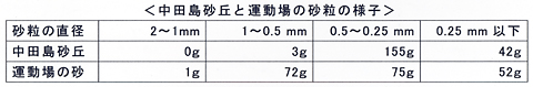 中田島砂丘と運動場の砂粒の様子